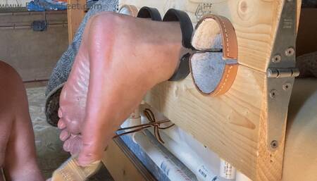 Tickling Oily Itchy Feet From The Side- oil, itching powder, tickling big wide feet