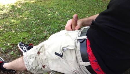 I cum standing up, POV over your face. I jerk-off at the public park on the bench. Verbal masturbation. Full video.