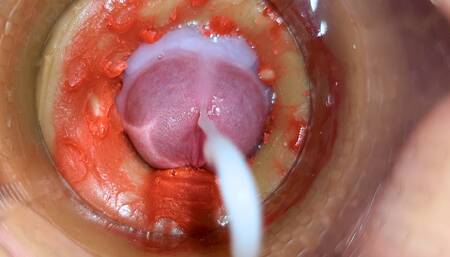 Camera Inside Deep Pussy Captures Huge Ejaculation of Sperm 4k