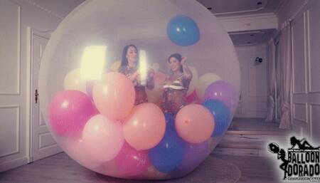 Megan and JJ Blow and Nailpops Unique 16 Balloons inside a Climb in Balloon HD version