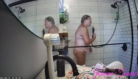Mrs. Joanne Tanner a Real Public School Teacher Exposing Herself in The Shower