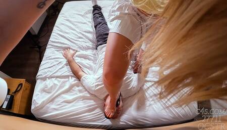 Juliana Marie Large Heels Trampling all over poor Slave - Wall Cam 4K