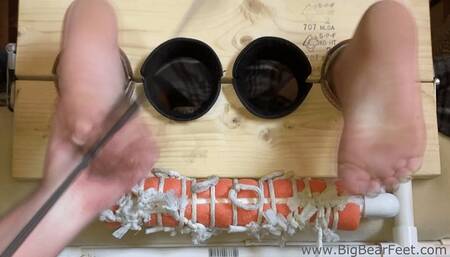 Painful Feet - bastinado and tickling to tender size 13 wide feet