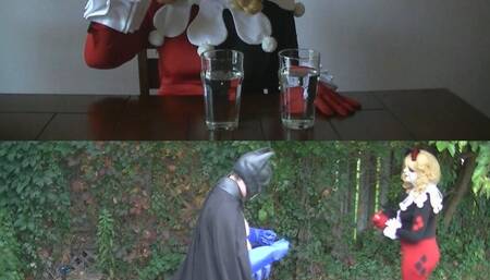 Harley Quinn surprises Batman with a golden shower