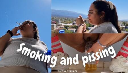 Smoking and pissing on the terrace
