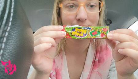 Bubble Gum Bubble blowing in the Car