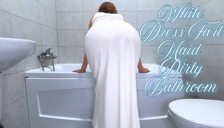 White Dress Fart Disaster in the Bathroom