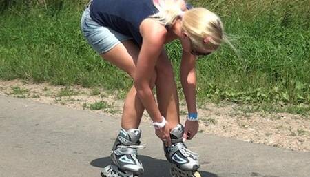 Inline Skating In Jeans Miniskirt HD-720