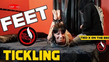 First Time of MIA Hogtied and Tickled | Ticklish Girl Tied Up to the Bed, Oiled and Merciless Feet Tickled with Fingers, Brush and Glove | Intense Foot Tickling | 720 HD