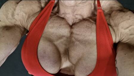 Fbb Xtreme ripped workout pecs chest giant biceps massive veiny mass pre cpmpetition training pumped high