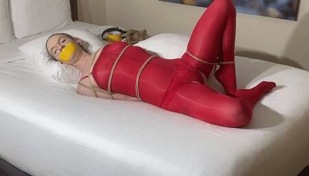 Amy Quinn: Bondage in Red Pantyhose Bodysuit, Camera 2