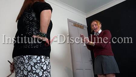 Blubbing as she's tawsed