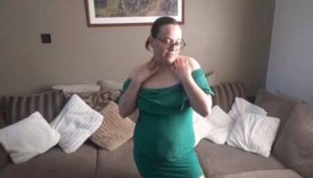 Stripping in Green Dress