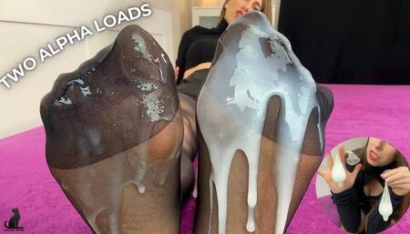 Huge Double Alpha Loads on My Nylon Feet - Cuck Clean-Up
