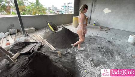 Girl from streets used and fucked on construction site