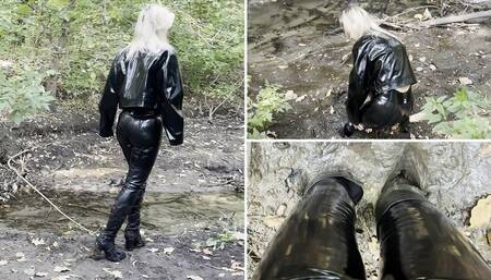 Anastasia getting stuck in shiny outfit and loose her boots