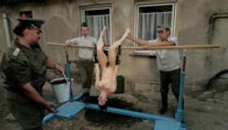 Delinquent Valerie gets an intense lesson on the parrot swing with her tits being slapped and a huge anal hook deep in her ass