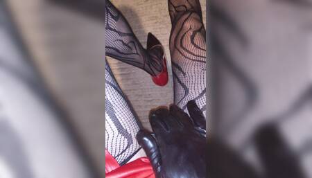 Teasing My Fishnet Stocking
