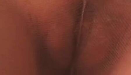 Blonde Freak Pulls Her Hose Tight to Show Her Hairy Snatch