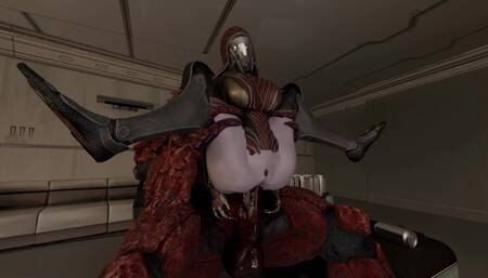 fat monster cock fucks her tight asshole . her asshole was destroyed. Lara 3D Animation