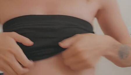 Gray Thong Slut Teases Tits Ass Bounce