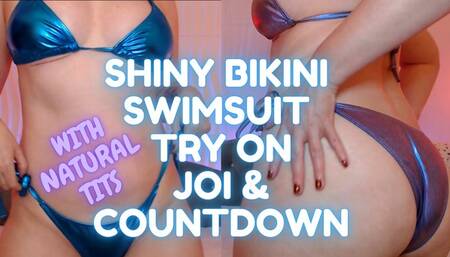 Shiny Bikini Swimsuit Try On, JOI, & Countdown Natural Tits WMV