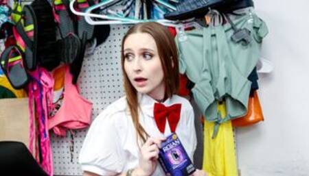 Condom stealing coed gags on cock