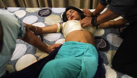 BEAUTIFUL OFFICE GIRL FUCKED BY HER OFFICE BOSS TO GET PROMOTED, HARDCORE THREESOME