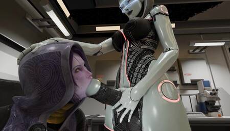 sweet futa fucks lara's mouth and cums inside 3D