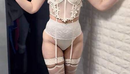 Hotwife Wedding Dress Posing