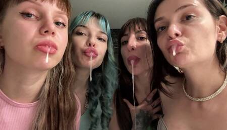Lots of Spitting (POV) in Your Mouth and Face from Four Girls (MP4 HD 1080p)