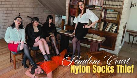 Pantyhose Femdom Court: Miss Bimby, Louise, Venus Dee & Mistress Nara Judicial Humiliation with Nylon Socks Thief (1080p - ENG sub) High Heels - Toenail Polish - Stocking Burglar - Punishment