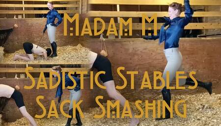 Sadistic Stables Sack Smashing extreme ballbusting and cropping punishment