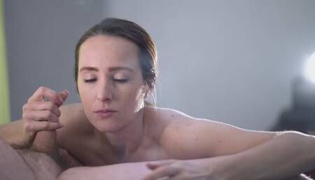 Smoking Brunette Girlfriend Swallows Cum