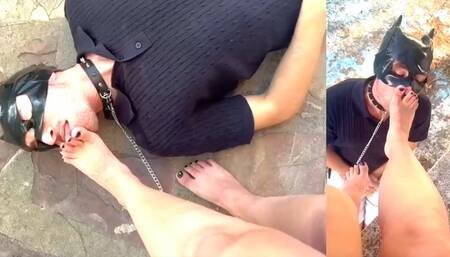 Public Humiliation: Slave Worships His Goddess - suck her foot