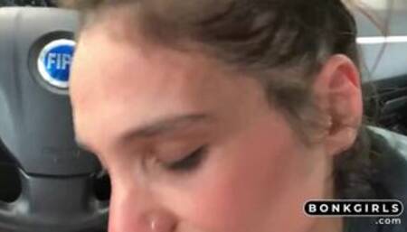 Blowjob in a Car with a Messy Ending