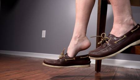 Side View Shoeplay Dangling Worn Brown Leather Loafers FootPlay - Kylie Jacobsx - WMV 1080p HD