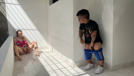 I Hear Some Exciting Moans and See My Sexy Stepsister Masturbating I Get Horny and Decide to Lower His Horn