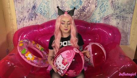 Kuromi Spits and Crushes Hello Kitty's Beach Balls