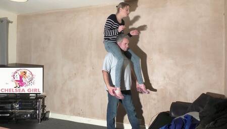 Chelsea's Shoulder Ride & Neck Squeeze In Jeans