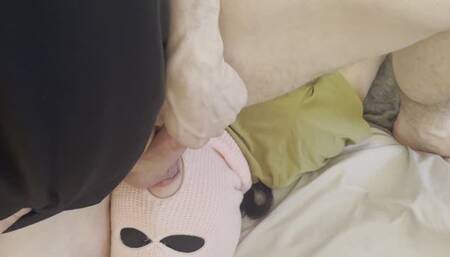 Ball Sucking Session - Submissive Asian Blinded and Masked - (Teabag 5)