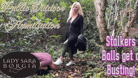 Public Outdoor Humiliation -  Stalker's Balls get a Busting! (4K)