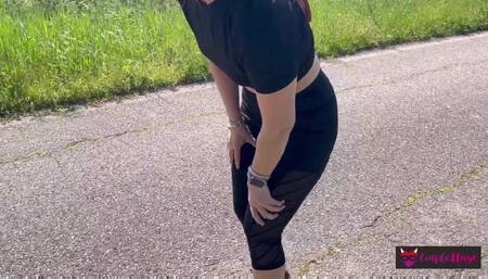 Fuck and Footjob After a Run in the Country