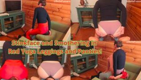 Stinkface and Smothering in Red Yoga Leggings and Panties! - Bellafussara