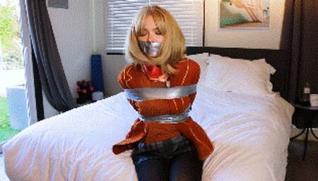 UPSCALED TO 4K AT 60 FPS! Blake Lavista as Ashley Graham from Resident Evil 4, tied and gagged waiting to be rescued