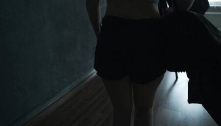 Self bondage with handcuffs in a vacuum bag