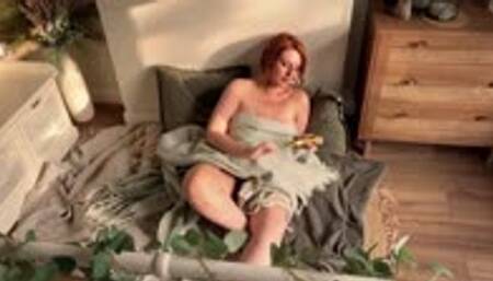 Hot Wife Plays Video Games Nude Under Her Blanket