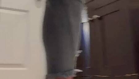 Chloe wetting her tight jeans in the bathroom