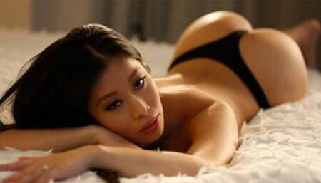 Glamorous Asian babe in black lingerie Jade Kush likes his long dick