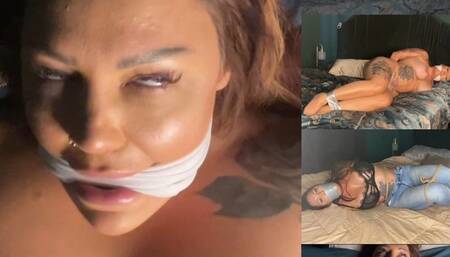 Gagged on the bed and pov fucking compilation